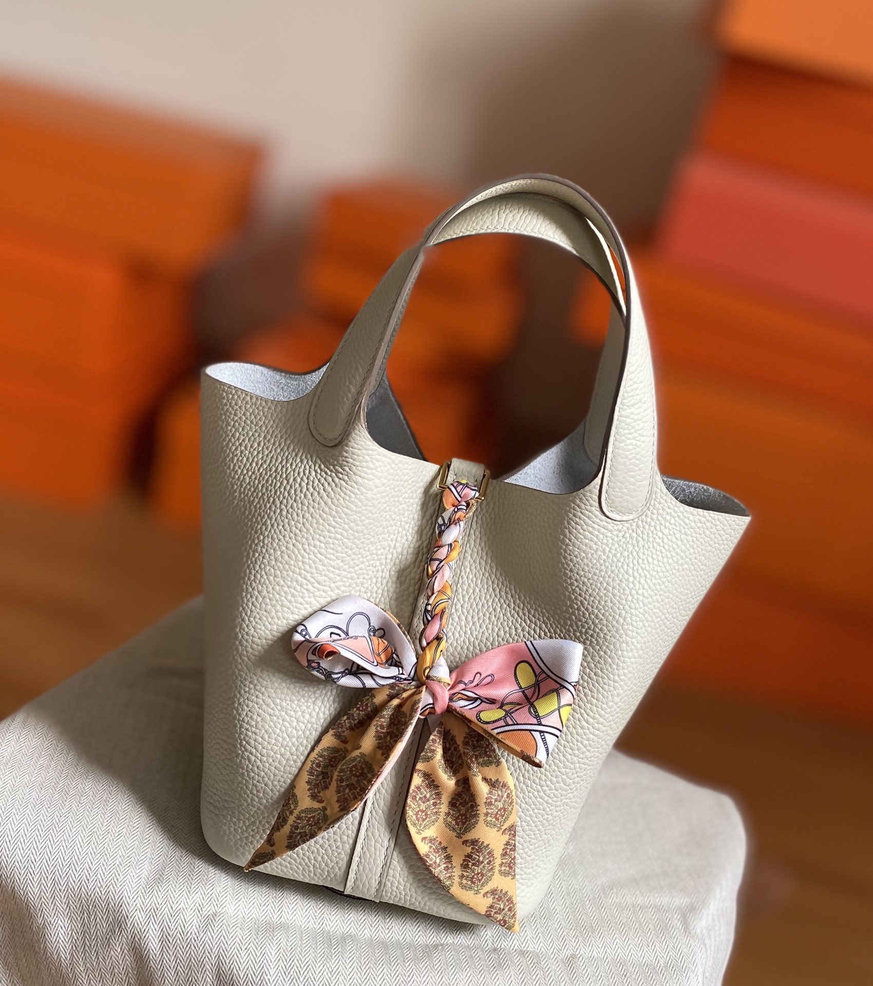 에르메스 피코탄18 화이트 금장